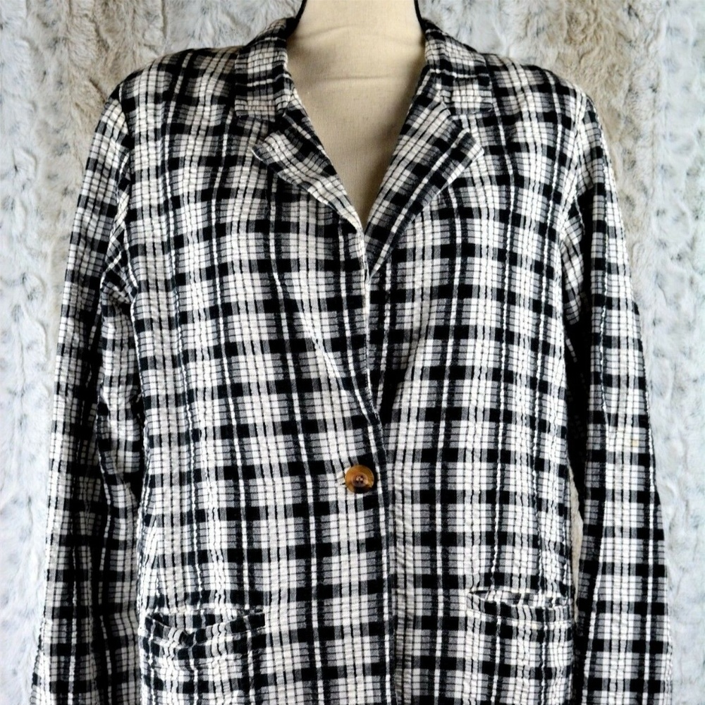Vintage Tower Hill Seer Sucker Blazer Black White